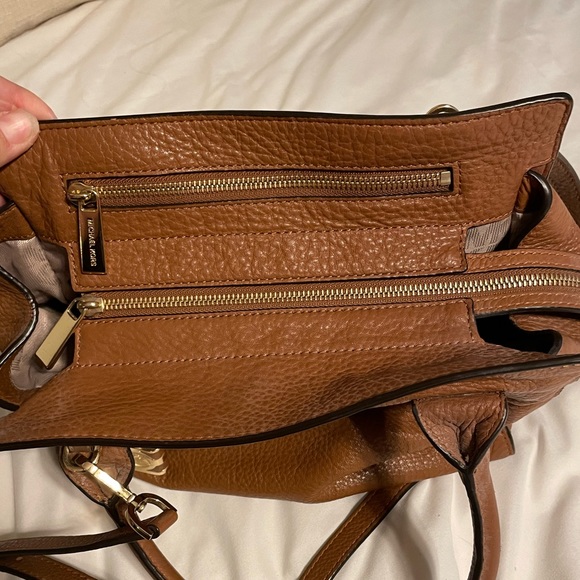 Michael Kors McKenna Medium Satchel in Brown Pebbled Leather - Picture 4 of 10